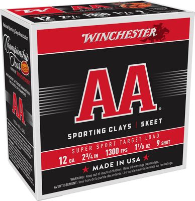 Winchester Ammo 12-Gauge AA Super Sport Sporting Clay 9-Shot Shotgun Shells, 2.75 in., 1-1/8 oz., 25 Rounds
