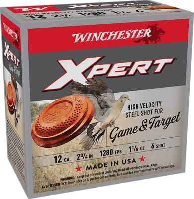 Winchester Ammo 12-Gauge Super X Xpert High Velocity Steel 6-Shot Shotgun Shells, 2.75 in., 1-1/8 oz., 25 Rounds, WE12GTH6