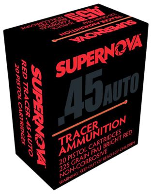 EAA Supernova Red Tracer Non-Corrosive .45 ACP 225-Grain Full Metal Jacket Handgun Ammunition, 20 Rounds