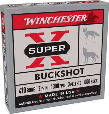 Winchester Ammo .410-Bore Super X 3-Pellet Buckshot Shotgun Shells, 000, 2.5 in., 5 Rounds