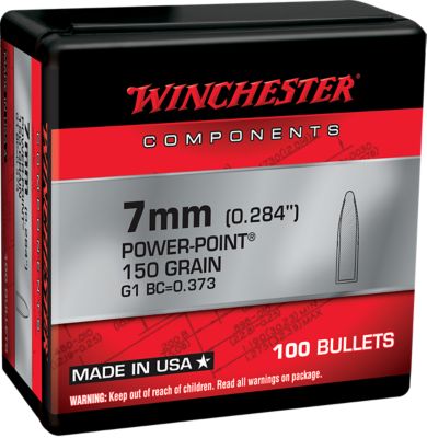 Winchester Ammo 7mm 150-Grain Power Point Reloading Rifle Bullets, 100 Rounds