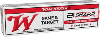 Winchester Ammo USA .21 SHARP 25-Grain Copper Matrix Rimfire Ammunition, 100-Rounds