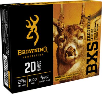 Browning Ammo 20-Gauge BXS Sabot Shotgun Slugs, 2.75 in., 3/4 oz., 5 Rounds
