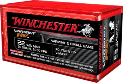 Winchester Ammo Varmint HV .22 WMR 30-Grain Hornady V Max Rimfire Ammunition, 50-Rounds