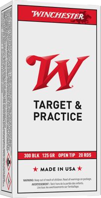 Winchester Ammo USA .300 AAC Blackout 125-Grain Open Tip Range Rifle Ammunition, 20 Rounds