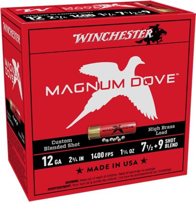 Winchester Ammo 12-Gauge Magnum Dove 7.5-Shot Shotgun Shells, 2.75 in., 1-1/4 oz., 25 Rounds