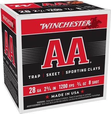 Winchester Ammo 28-Gauge AA 8-Shot Shotgun Shells, 2.75 in., 3/4 oz., 25 Rounds