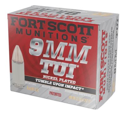 Fort Scott Munitions Tumble Upon Impact (TUI) 9mm Luger 115-Grain Solid Copper Spun Handgun Ammunition, 20 Rounds