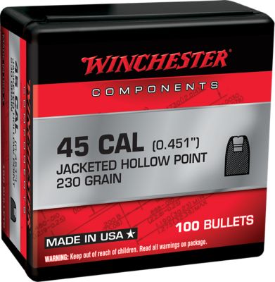 Winchester Ammo .45 Caliber 230-Grain Jacketed Hollow Point Reloading ...