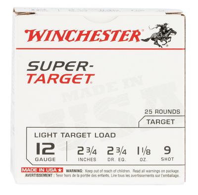 Winchester Ammo 12-Gauge Super Target Light Target 9-Shot Shotgun Shells, 2.75 in., 1-1/8 oz., 25 Rounds