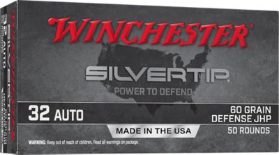 Winchester Ammo Silvertip .32 ACP 60-Grain Jacketed Hollow Point Handgun Ammunition, 50 Rounds