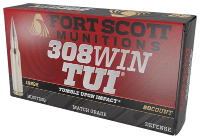 Fort Scott Munitions Tumble Upon Impact (TUI) .308 Win 165-Grain Solid Copper Spun Rifle Ammunition, 20 Rounds