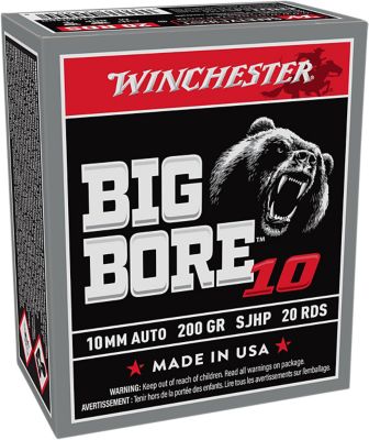 Winchester Ammo Big Bore 10mm Auto 200-Grain Semi Jacketed Hollow Point Rifle Ammunition, 20 Rounds