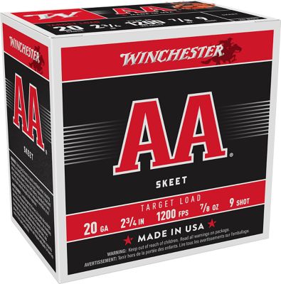 Winchester Ammo 20-Gauge AA 9-Shot Shotgun Shells, 2.75 in., 7/8 oz., 25 Rounds