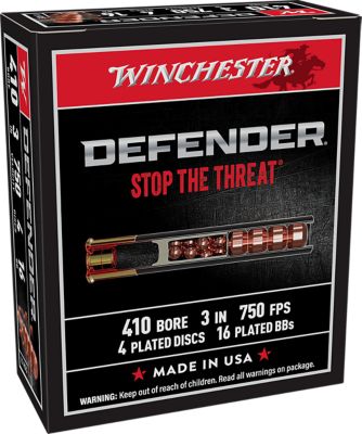 Winchester Ammo .410-Bore PDX1 Defender Shotgun Shells with 4 Defense Discs and 16 BBs, 3 in., 10 Rounds