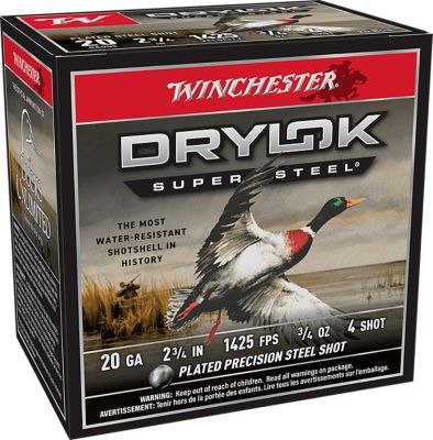 Winchester Ammo 20-Gauge Drylok Super Steel Magnum 4-Shot Shotgun Shells, 2.75 in., 3/4 oz., 25 Rounds