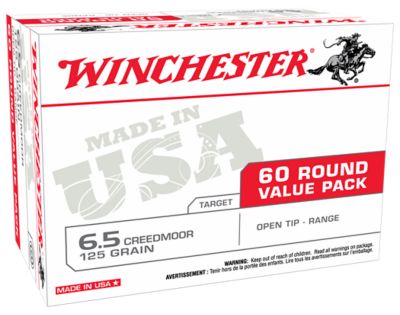 Winchester Ammo USA Ready 6.5 Creedmoor 125-Grain Open Tip Rifle Ammunition, 60 Rounds