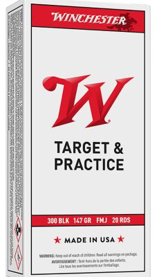Winchester Ammo USA .300 AAC Blackout 147-Grain Full Metal Jacket Open Tip Rifle Ammunition, 20 Rounds