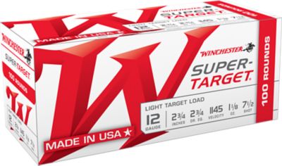 Winchester Ammo 12-Gauge Super Target Light Target 7.5-Shot Shotgun Shells, 2.75 in., 1-1/8 oz., 100 Rounds