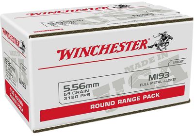 Winchester Ammo 5.56x45mm NATO 55-Grain Full Metal Jacket Rifle Ammunition, 100 Rounds