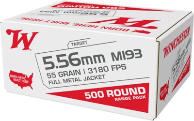 Winchester Ammo 5.56x45mm NATO 55-Grain Full Metal Jacket Rifle Ammunition, 500 Rounds
