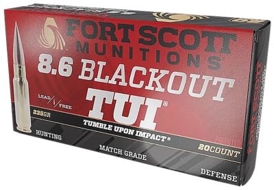 Fort Scott Munitions Tumble Upon Impact (TUI) 8.6 Blackout 235-Grain Rifle Ammunition, 20 Rounds