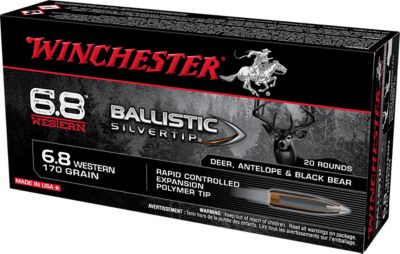 Winchester Ammo Ballistic Silvertip 6.8 Western 170-Grain Rapid Controlled Expansion Polymer Tip Rifle Ammunition, 20 Rounds