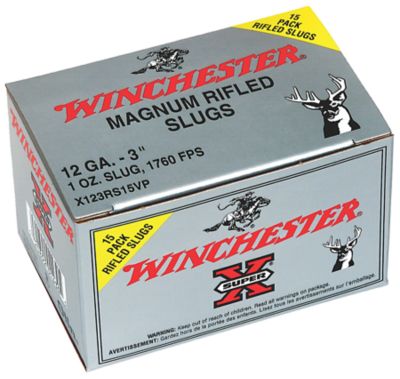 Winchester Ammo 12-Gauge Super X Rifled Shotgun Slugs, 3 in., 1 oz., 15 Rounds