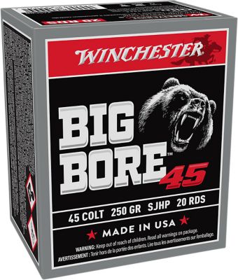 Winchester Ammo Big Bore .45 Colt 250-Grain Semi Jacketed Hollow Point Rifle Ammunition, 20 Rounds