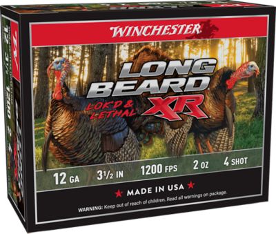Winchester Ammo 12-Gauge Long Beard XR Shot-Lok 4-Shot Shotgun Shells, 3.5 in., 2 oz., 10 Rounds