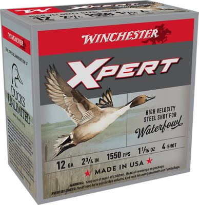 Winchester Ammo 12-Gauge Super X Xpert High Velocity Steel 4-Shot Shotgun Shells, 2.75 in., 1-1/16 oz., 25 Rounds