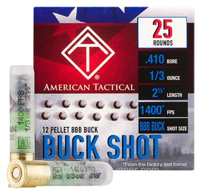 ATI .410-Bore 12-Pellet BBB Buckshot Shotgun Shells, 25 Rounds