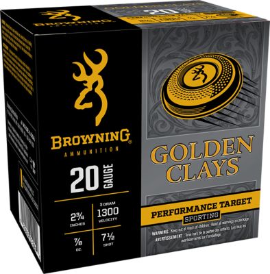 Browning Ammo 20-Gauge Golden Clays 7.5-Shot Shotgun Shells, 2.75 in., 7/8 oz., 25 Rounds