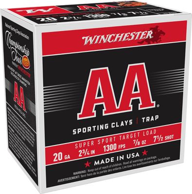 Winchester Ammo 20-Gauge AA Super Sport Sporting Clay 7.5-Shot Shotgun Shells, 2.75 in., 7/8 oz., 25 Rounds