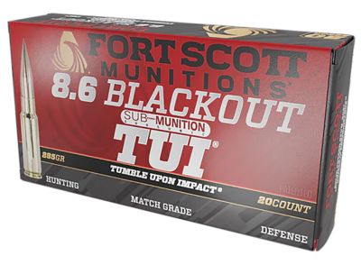 Fort Scott Munitions Tumble Upon Impact (TUI) 8.6 Blackout 285-Grain Solid Copper Spun Rifle Ammunition, 20 Rounds