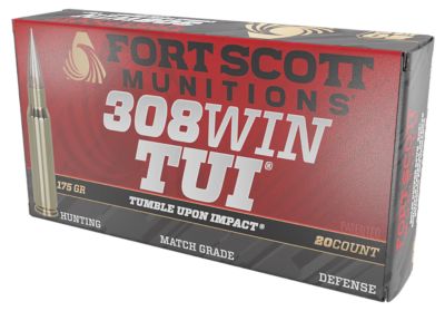 Fort Scott Munitions Tumble Upon Impact (TUI) .308 Win 175-Grain Solid Copper Spun Rifle Ammunition, 20 Rounds