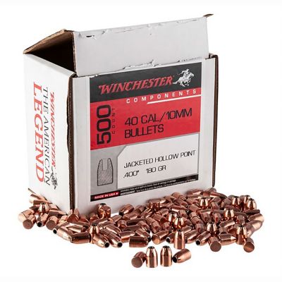 Winchester Ammo .40 S&W 180-Grain Jacketed Hollow Point Reloading Handgun Bullets, 500 Rounds