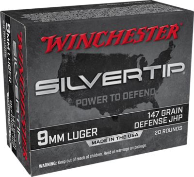 Winchester Ammo Silvertip 9mm Luger 147-Grain Silvertip Jacket Hollow Point Handgun Ammunition, 20 Rounds