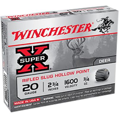 Winchester Ammo 20-Gauge Super X Rifled Shotgun Slugs, 2.75 in., 3/4 oz., 15 Rounds