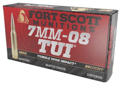Fort Scott Munitions Tumble Upon Impact (TUI) 7mm-08 Remington 120-Grain Solid Copper Spun Rifle Ammunition, 20 Rounds