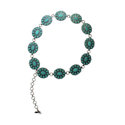 Nocona Turquoise Stone Silver Concho Belt