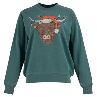Blue Mountain Women's Santa Highland Cow Graphic Fleece Sweatshirt
