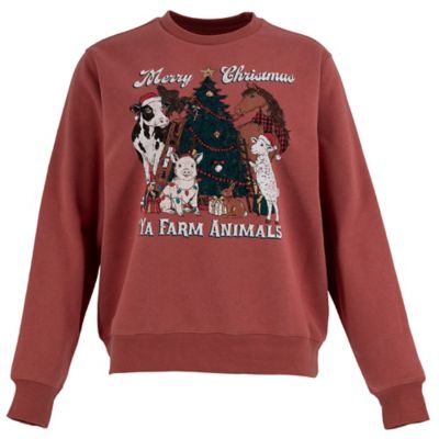 Blue Mountain Women's Ya Farm Animal Graphic Fleece Sweatshirt