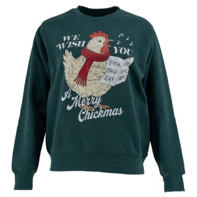 Blue Mountain Women's Merry Chickmas Graphic Fleece Sweatshirt