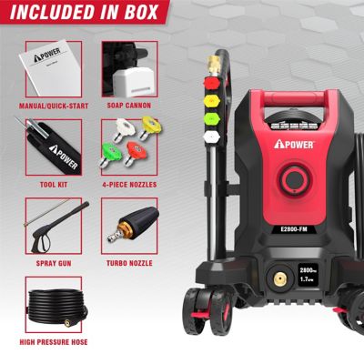 Image showing  Follow Me Electric Pressure Washer 2800 Max PSI 1.7 GPM Anti-Tipping Design with 5 Nozzles