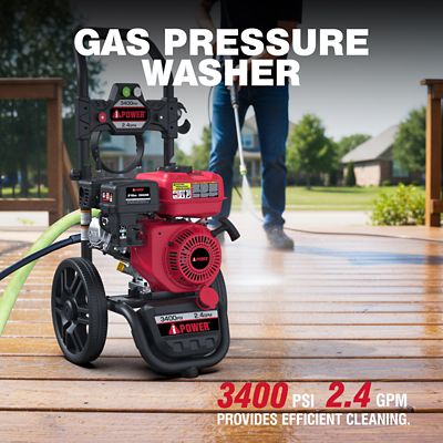 Image showing  Gas Powered Pressure Washer 3400 PSI 2.4 GPM With Onboard Soap Tank, with Spray Gun 5 Quick Connect Nozzles