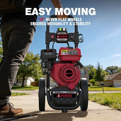 Image showing  Gas Powered Pressure Washer 3400 PSI 2.4 GPM With Onboard Soap Tank, with Spray Gun 5 Quick Connect Nozzles