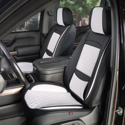 Seat Cover Solutions Black/White Fronts Only for Car, SUV, and Trucks