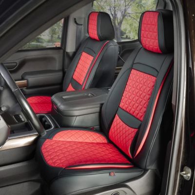 Seat Cover Solutions Black/Red Fronts Only for Car, SUV, and Trucks