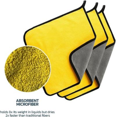 Image showing  Microfiber Car Cleaning Cloths 12 x 12in., Pack of 3 Ultra Absorbent & Quick-Dry Towels